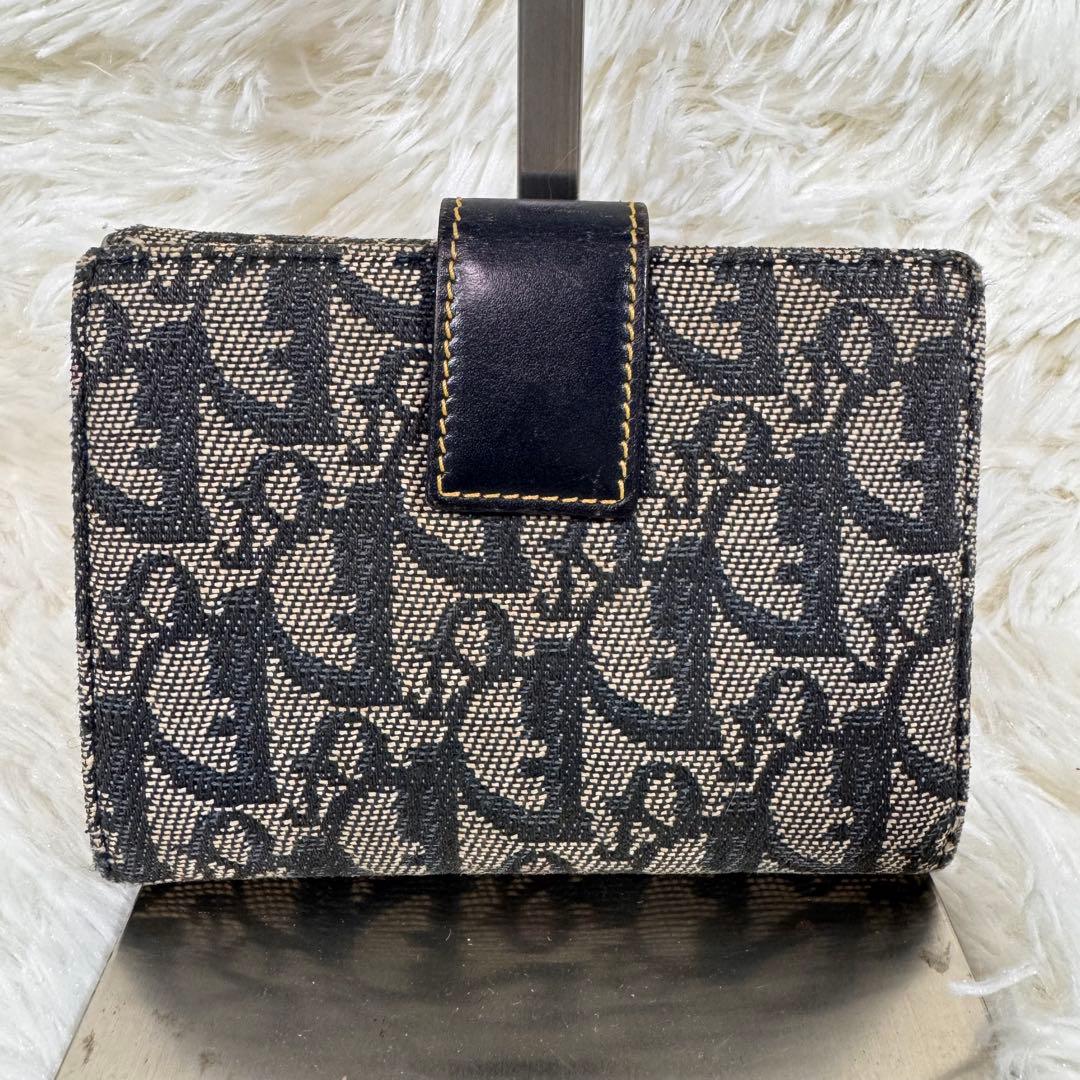 Dior ディオール　折財布　キャンバス　トロッター　オブリーク レザー　ボタン