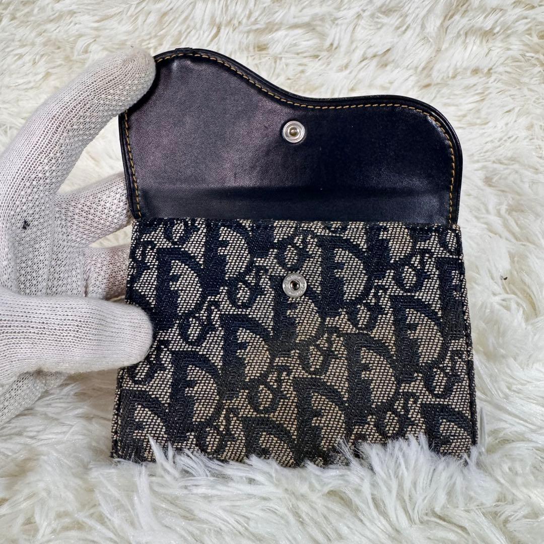 Dior ディオール　折財布　キャンバス　トロッター　オブリーク レザー　ボタン