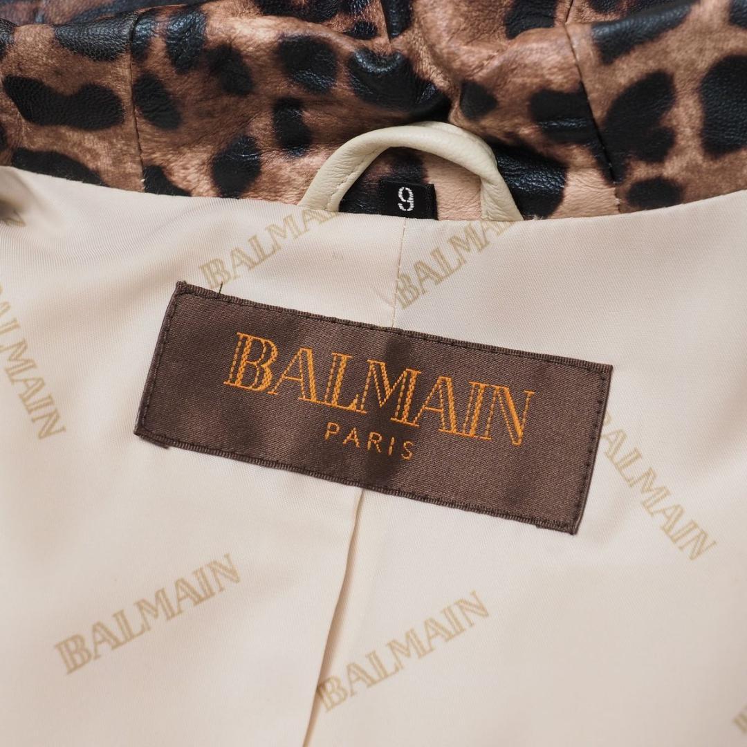 BALMAIN バルマン 羊革 ラムレザー フーデッドコート ミドルコート