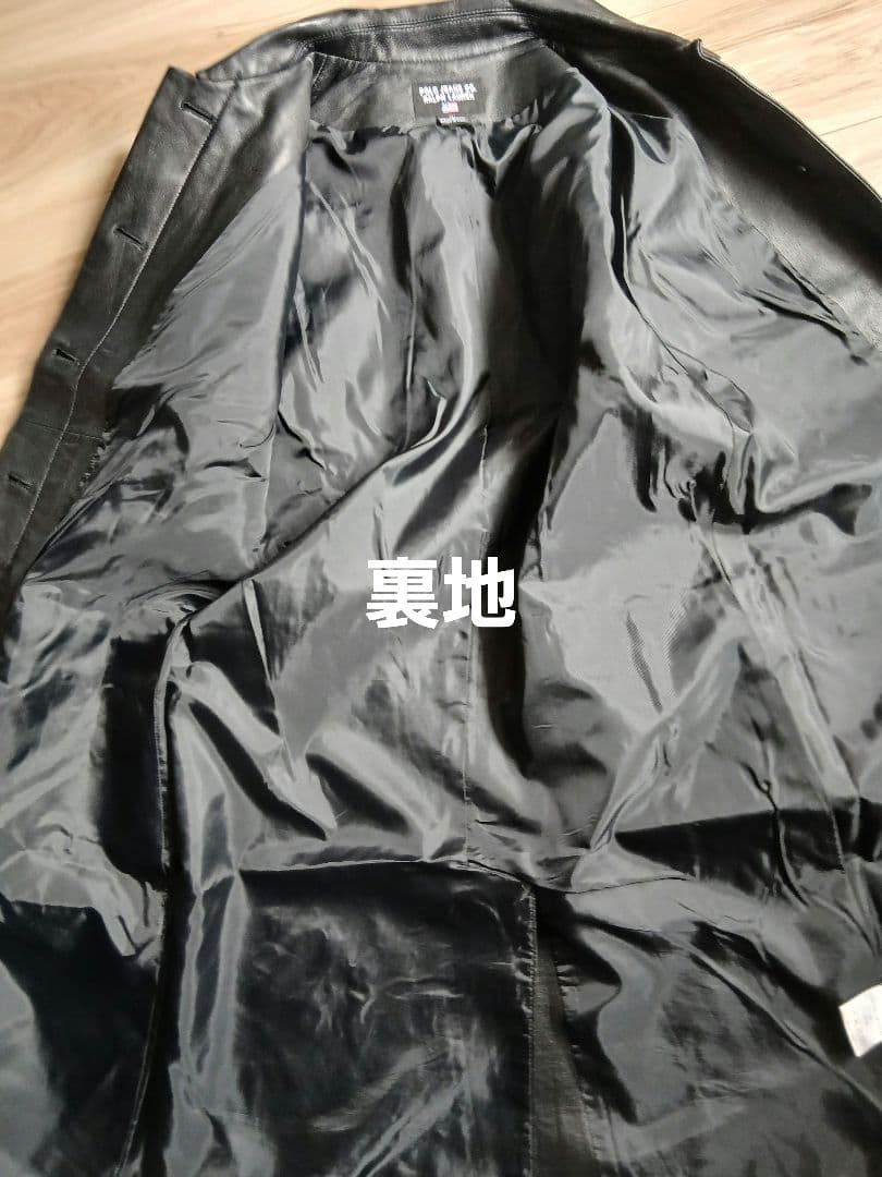 Aaakira POLO JEANS　黒ラムレザー ロングコート