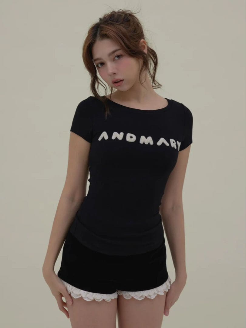 トップス amdmary Mary logo tops black
