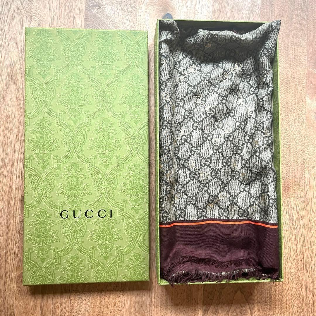 グッチ GUCCI GG柄 ホースビット シルク スカーフ 大判ストール