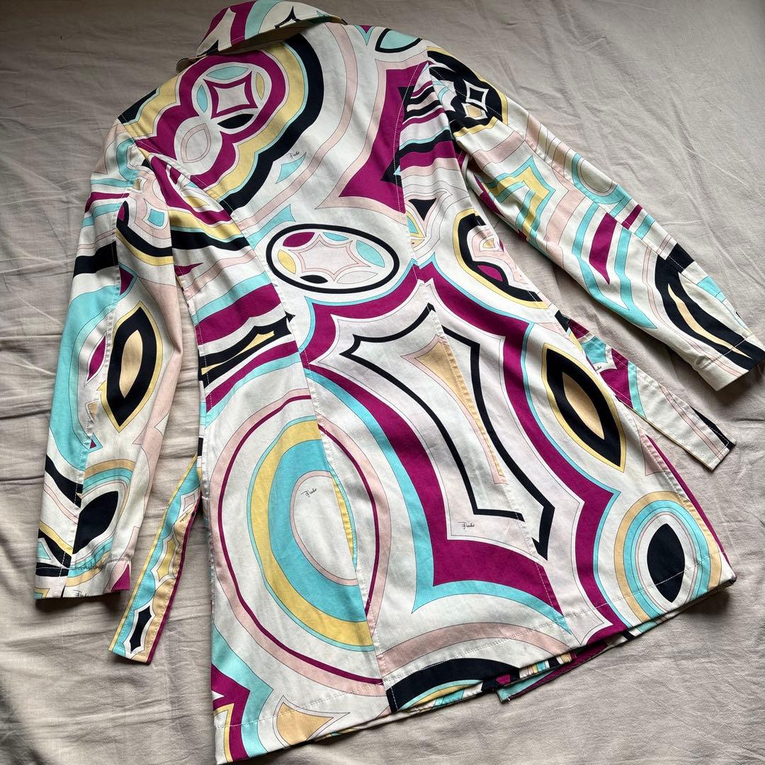 【イタリア製】EMILIO PUCCI トレンチコート 薄手 マルチカラー