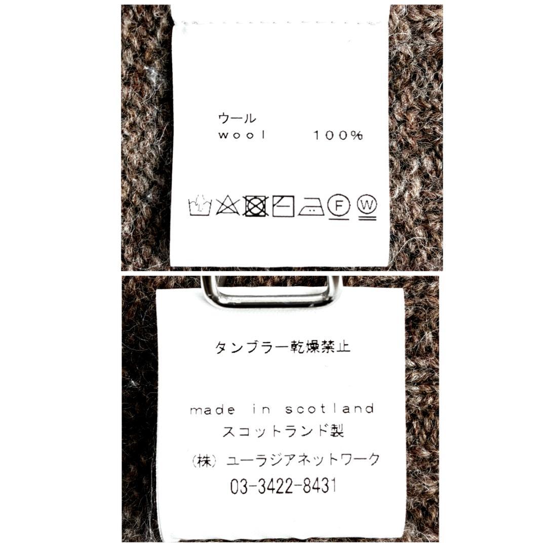 美品 ハーレーオブスコットランド クルーネックボタンカーディガン