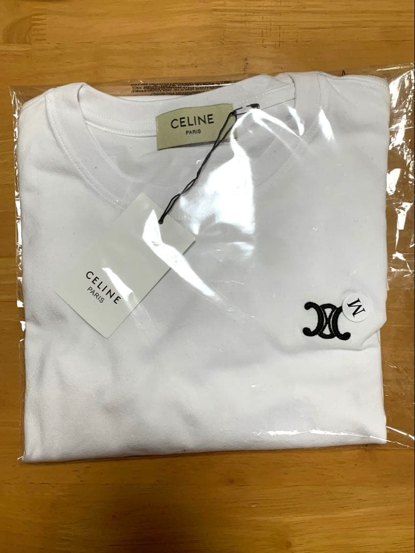 男女共用　セリーヌ　ホワイト celine トリオンフ　ロゴ Tシャツ M