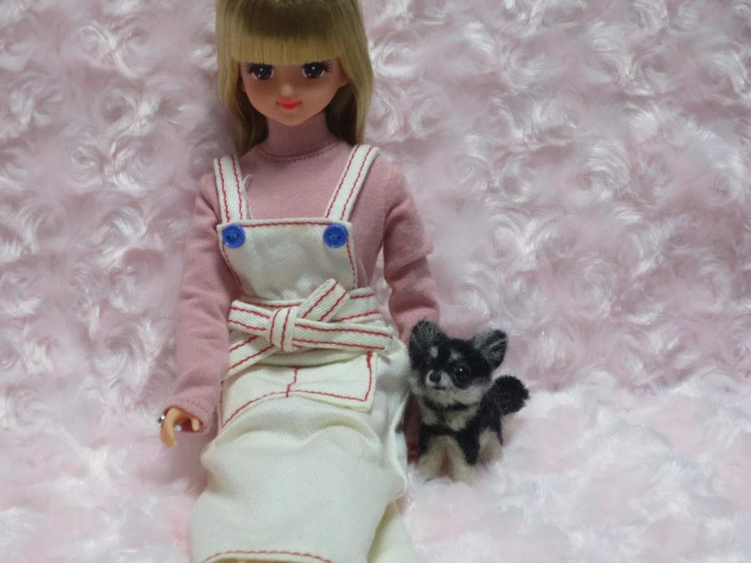 羊毛フェルト 犬 チワワ ブラックタン ミニチュアドールハウス お人形のペットに