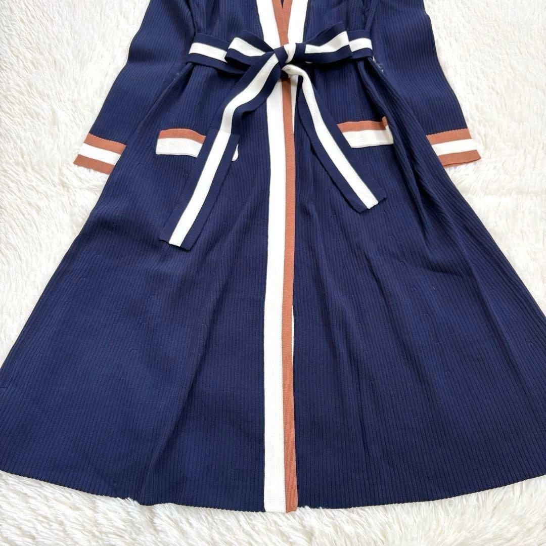 新品　Grace Class ラインリブニット ロングカーディガン ネイビー