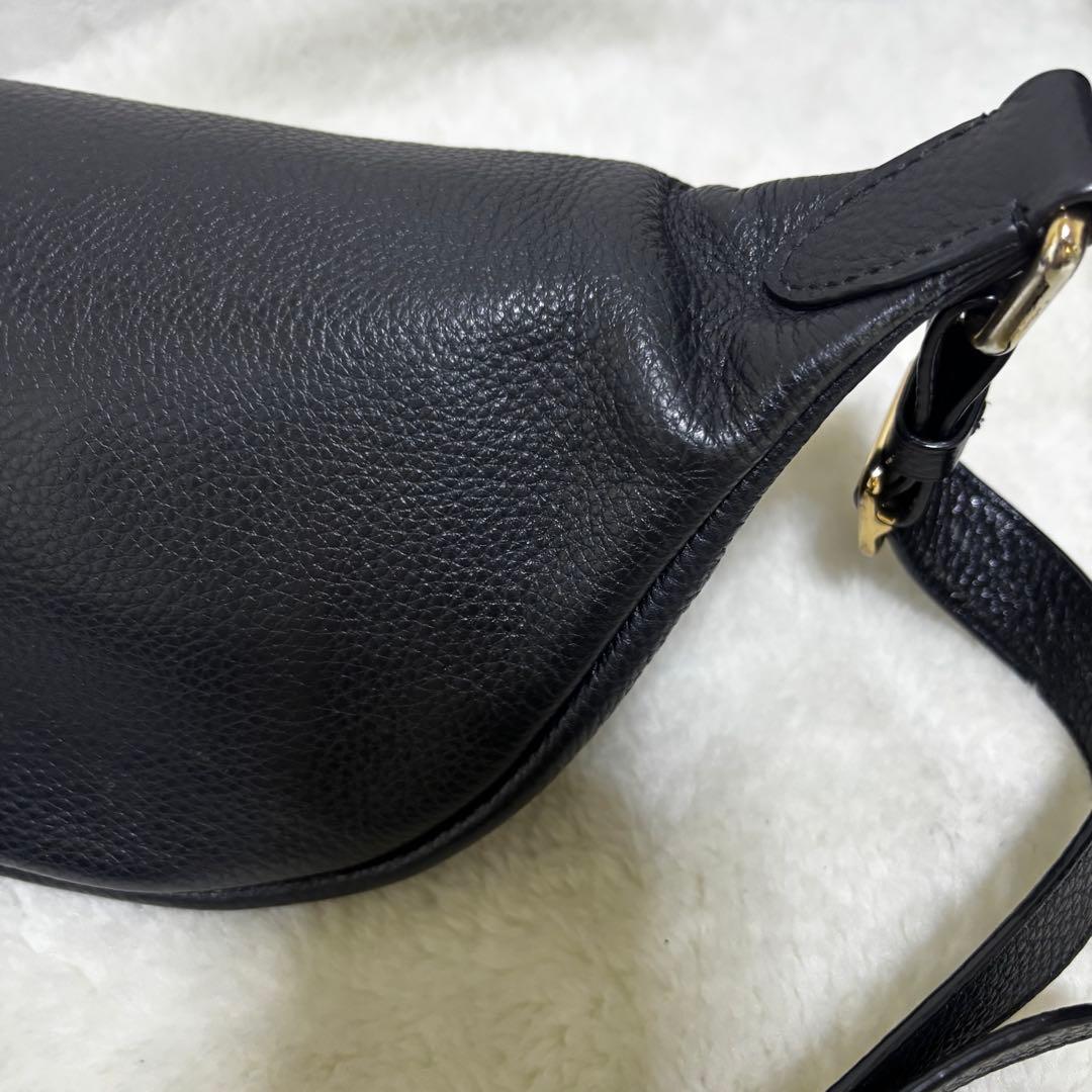 【希少】COACHコーチ　ブラック　レザー　ボディバッグ　ウエストバッグ