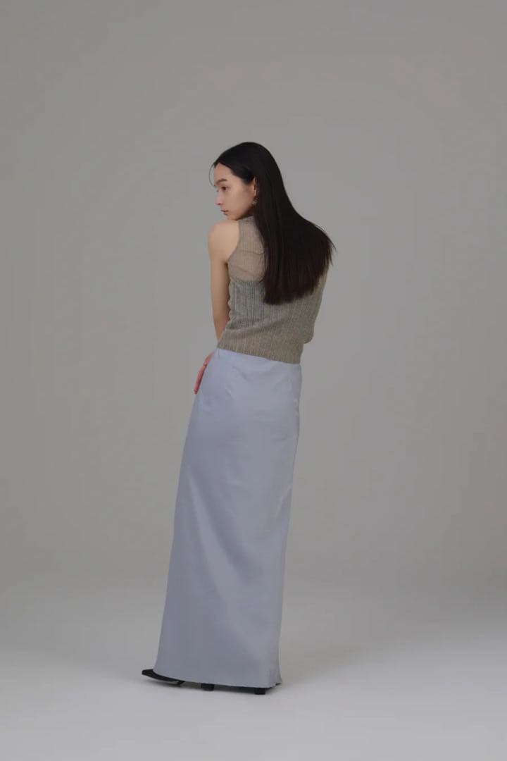 louren サテンナロースカート ice blue