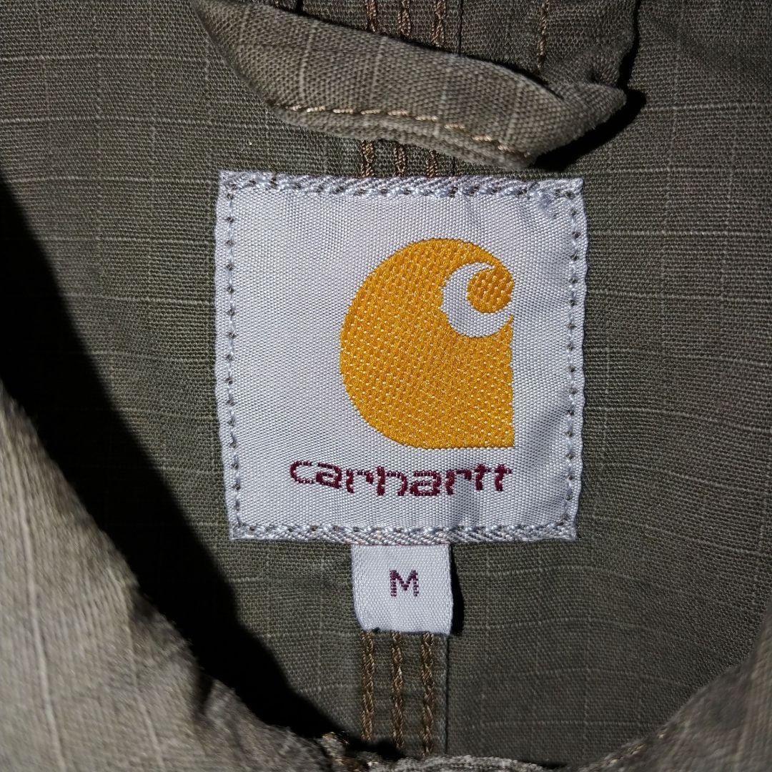 【人気モデル】カーハート カバーオール カーキ 刺繍ロゴ 定番アイテム M