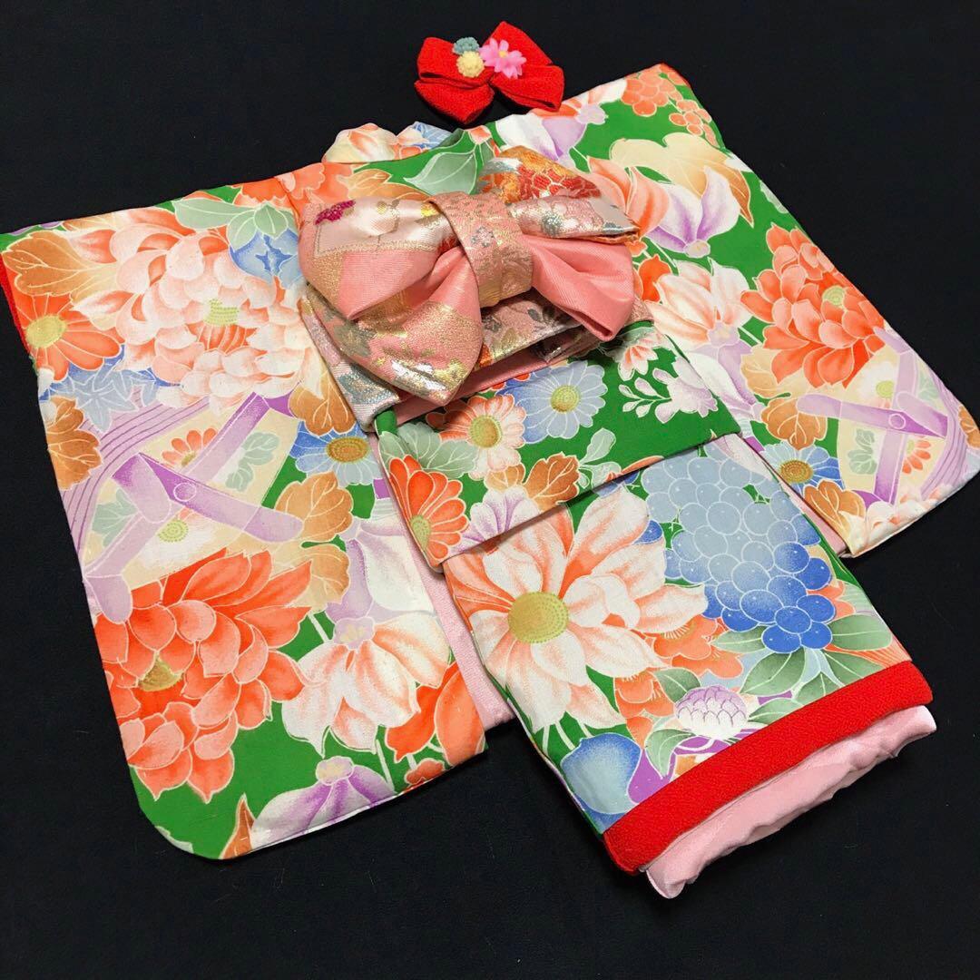 ＊ 市松人形 10号 アンティーク 着物 エプロン 帯 人形 ＊
