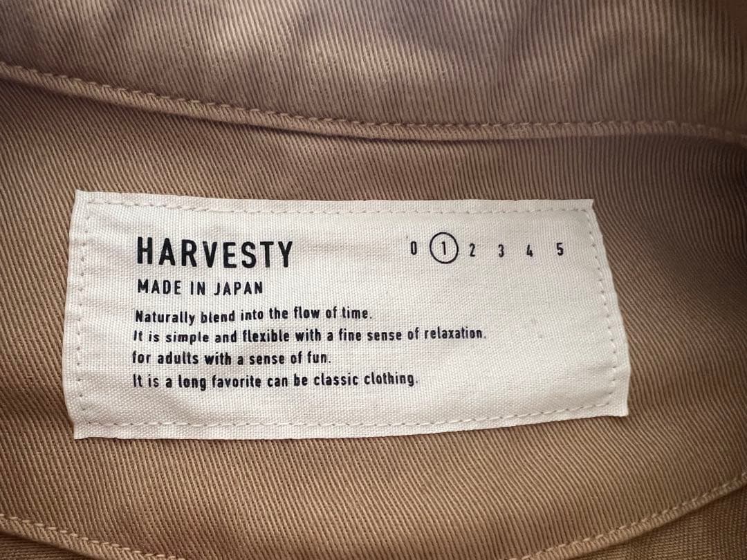 “HARVESTY”コットンチノクロスオーバーコート・サイズ1・カーキベージュ