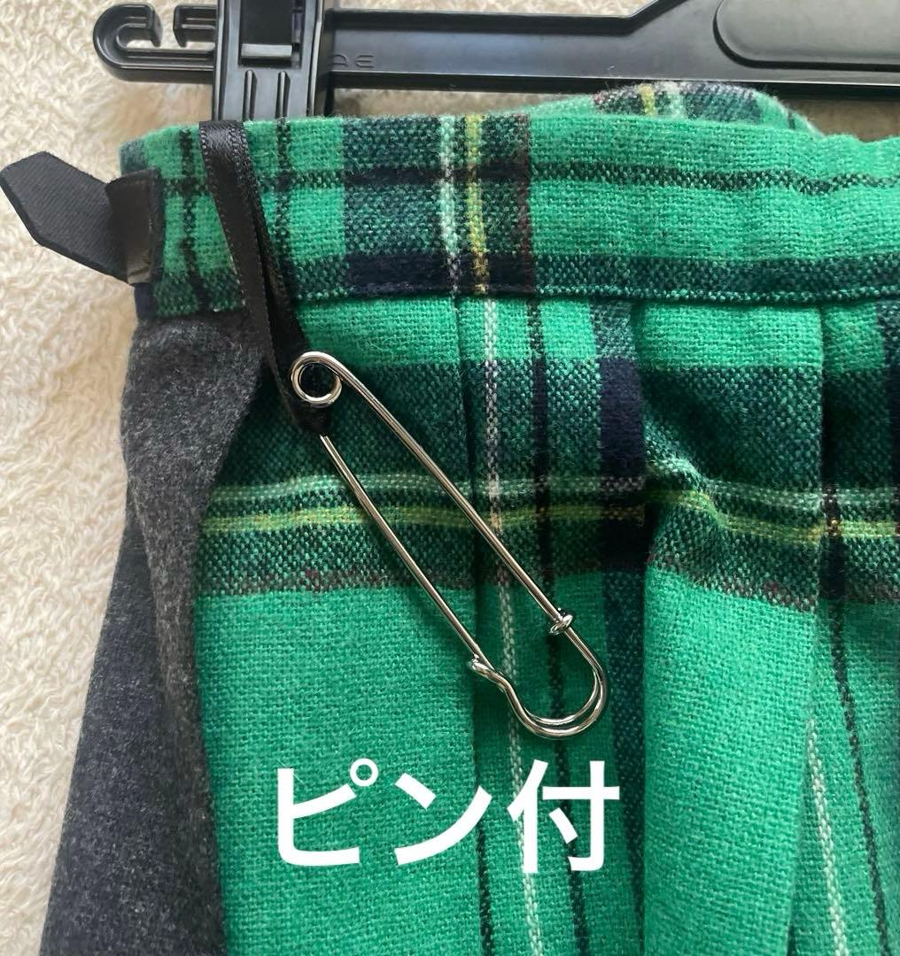 新品タグ付　オニールオブダブリン　グリーン 系チェック プリーツスカートLサイズ