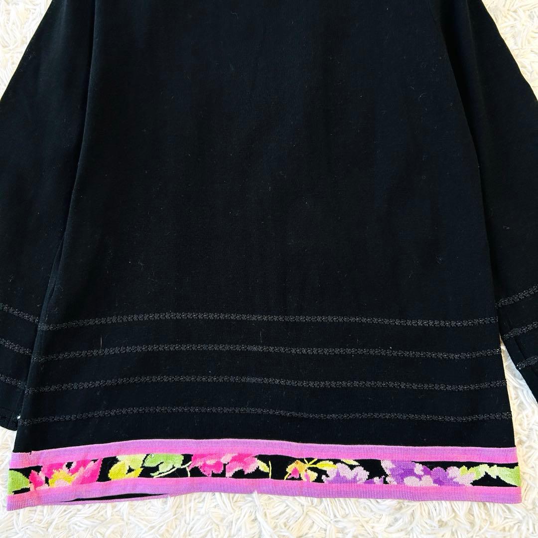 レオナール LEONARD カーディガン ラインストーン ビーズ 花柄 シルク混