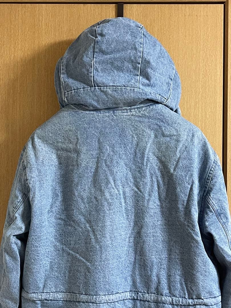 【美品】ZARA 裏ボアデニムコート モッズコート フーデッドMEX40