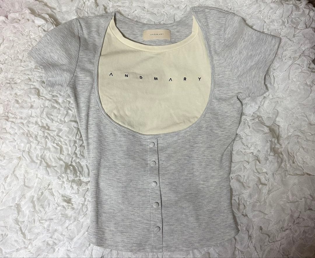 トップス andmary mary logo tops gray