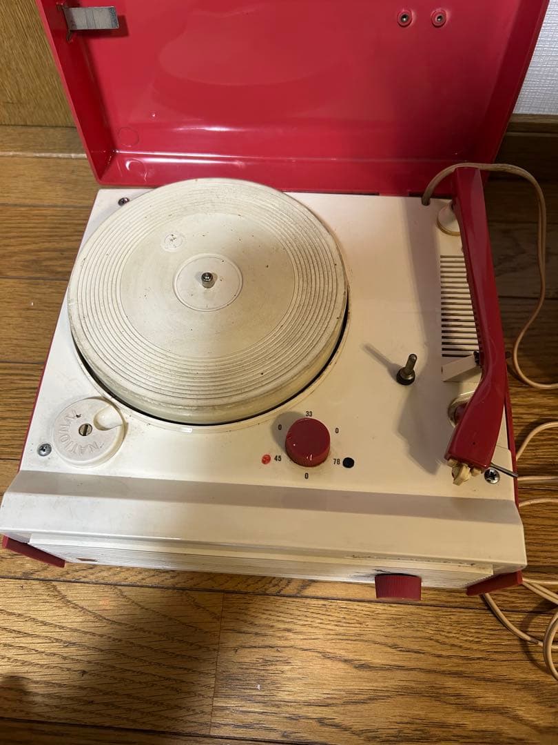 昭和レトロ　ナショナル　レコードプレーヤー 赤白