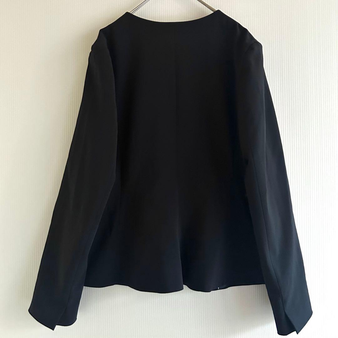 239GLR22AW手洗可◎防皺ストレッチノーカラージャケット38紺色