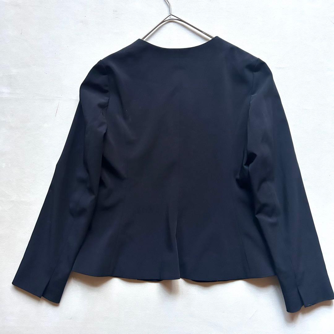239GLR22AW手洗可◎防皺ストレッチノーカラージャケット38紺色