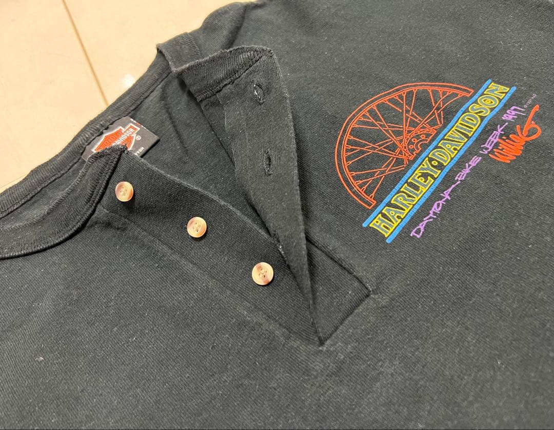 HARLEY-DAVIDSON ヘンリーネックTシャツ 90s USA シングル