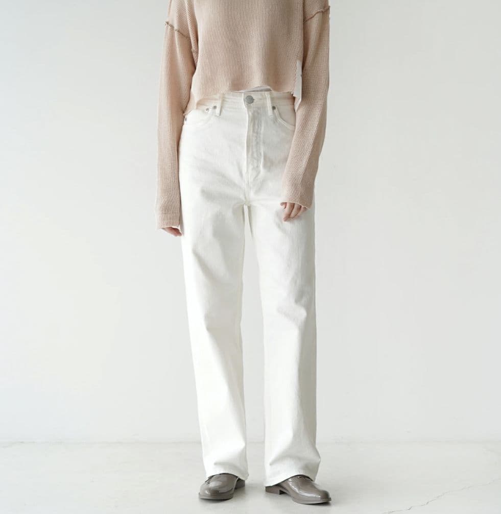 美品 YANUK Lea (24) デニム レア ボーイズストレート 美脚 白