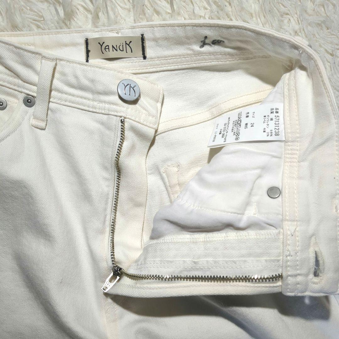 美品 YANUK Lea (24) デニム レア ボーイズストレート 美脚 白