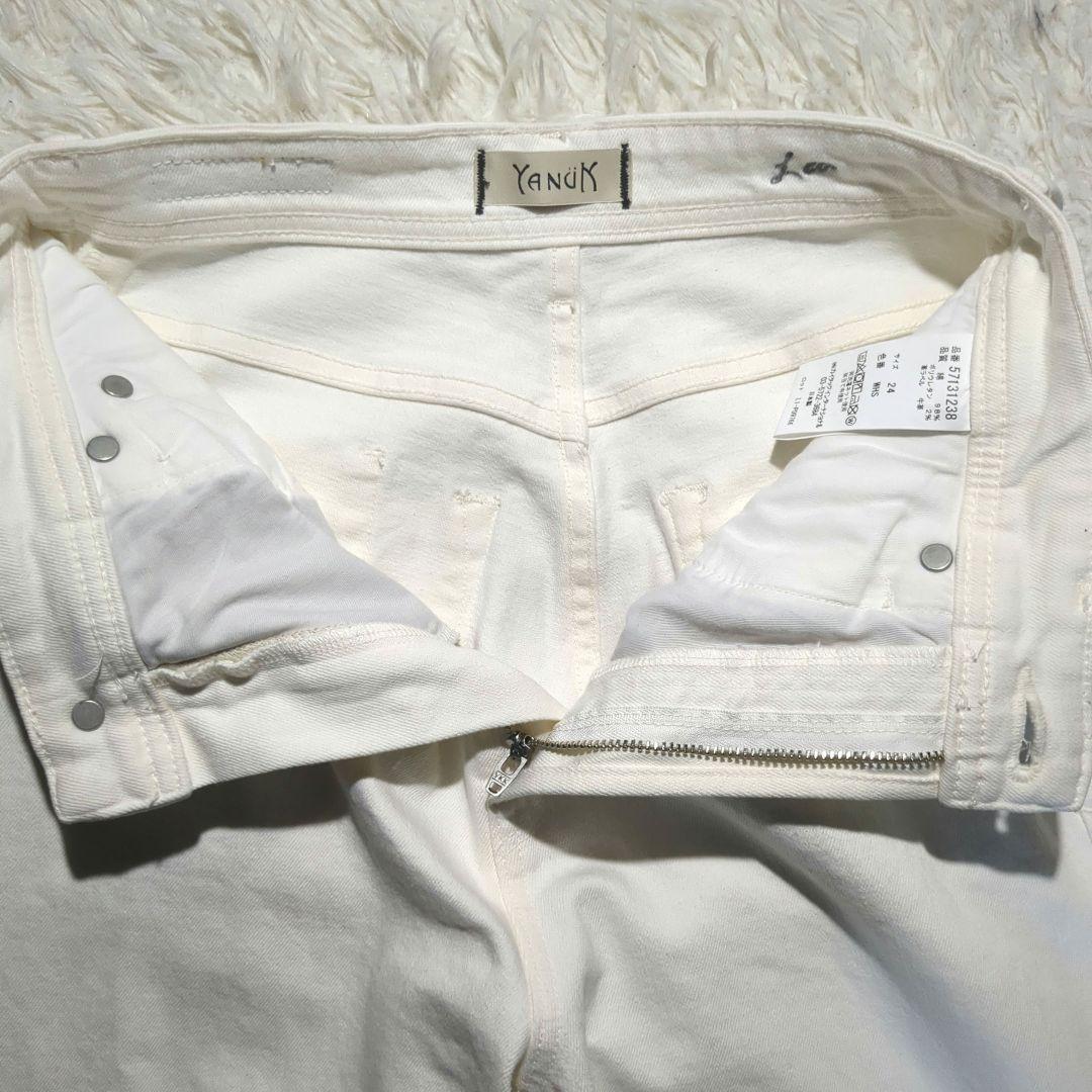 美品 YANUK Lea (24) デニム レア ボーイズストレート 美脚 白