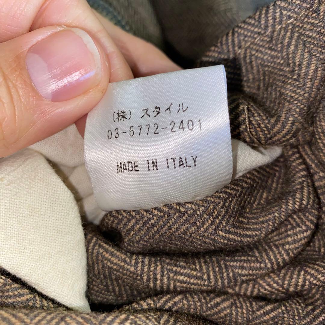 GRIFFIN リバーシブル ヘリンボーンボアコート sizeS ITALY製