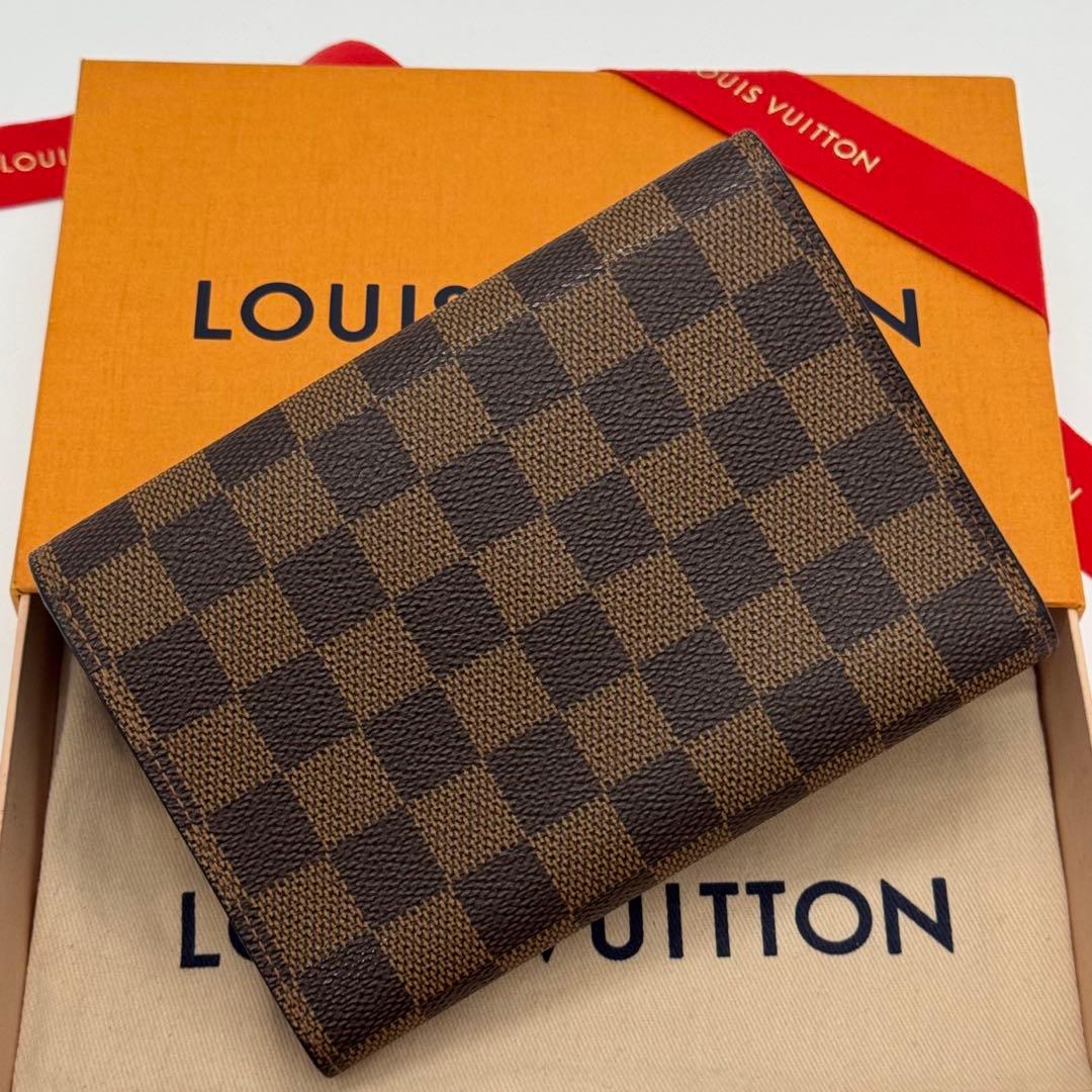 極美品 ルイヴィトン　ダミエ・エベヌ　エテュイパピエ　三つ折り財布　折り財布