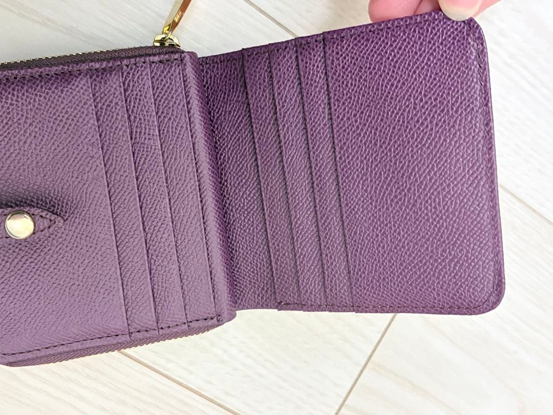 ianne イアンヌ 二つ折り財布 カノン 本革　ホワイト×パープル