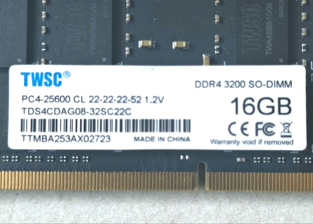 TWSC DDR4 3200 25600 SO-DIMM 16GB ノートメモリ