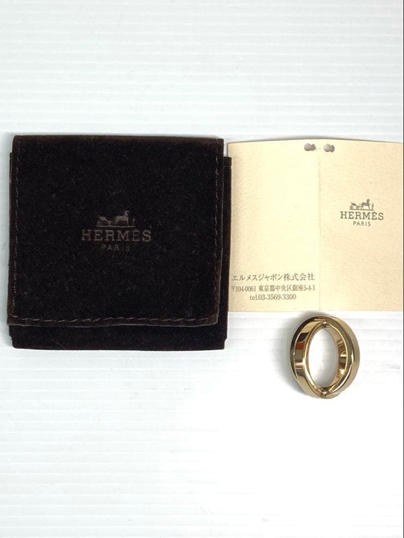 良品　エルメス　コスモス　ゴールド金具　スカーフリング　スカーフ留め　袋付き