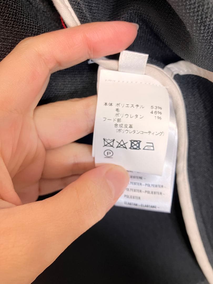 美品❗️TELA テラ　チェック柄　ウールコート　レザー フード　2way 赤