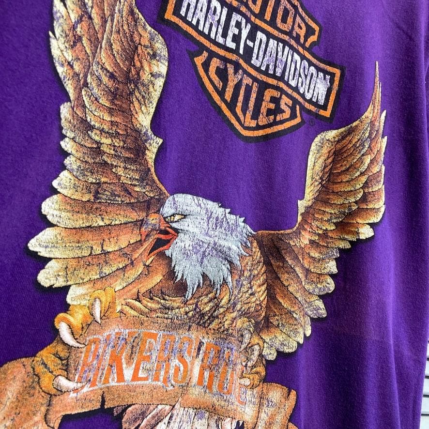 CBFH ハーレー Tシャツ ダビッドソン ファイヤ フレイム イーグル 紫