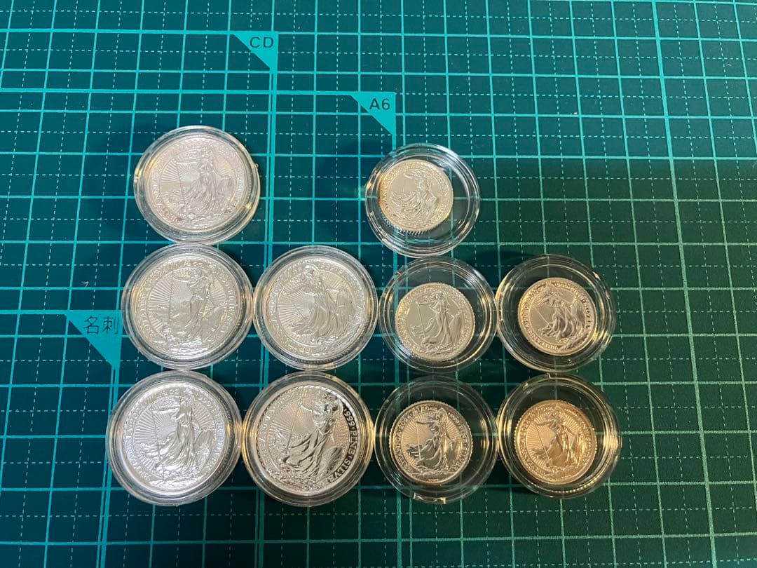 ブリタニア銀貨 1/10オンス 1/4 エリザベス女王 銀製記念硬貨 10枚