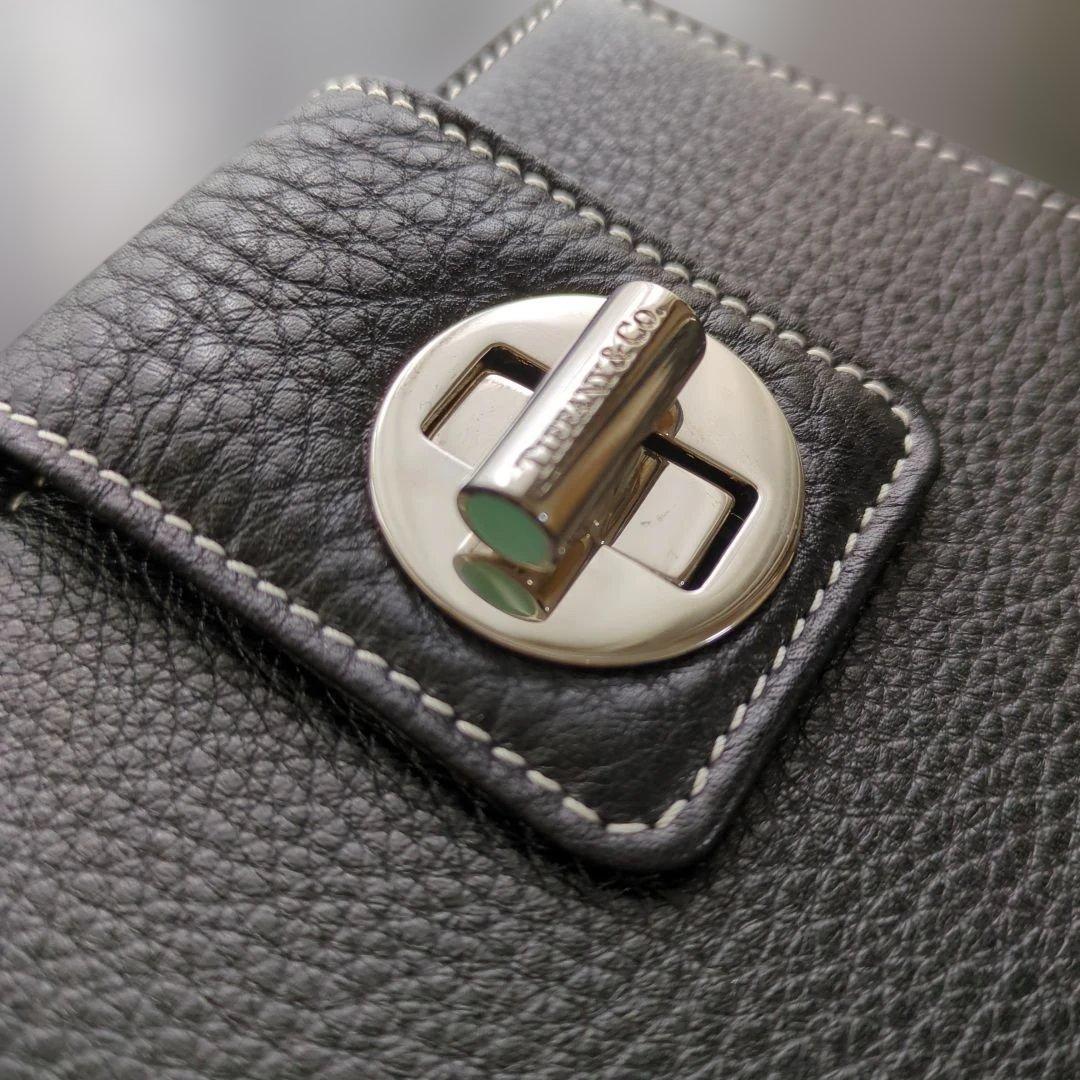 未使用美品✨TIFFANY ターンロック 折り財布 ブラック ティファニーブルー