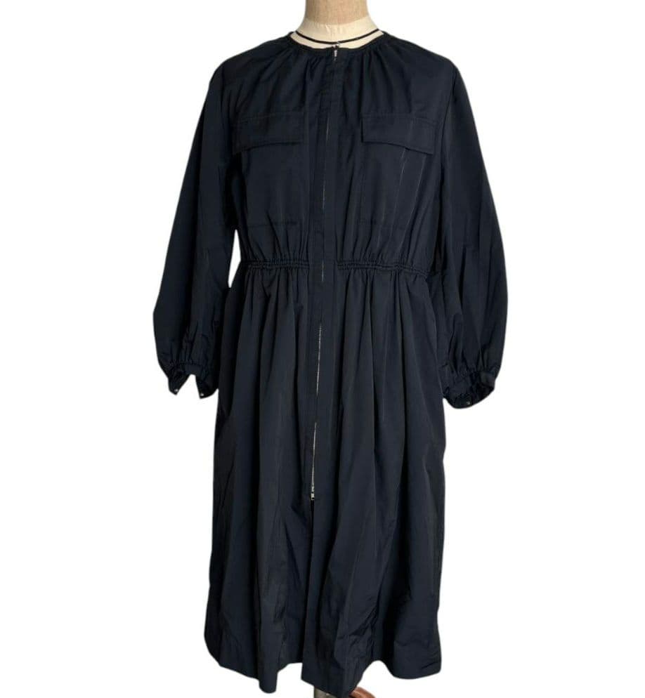 美品✨️Ballsey ライトタフタ ジップアップロングコート ネイビー 36