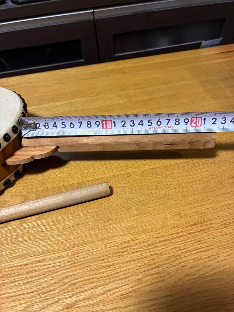 両面柄付太鼓 バチ付 片手太鼓