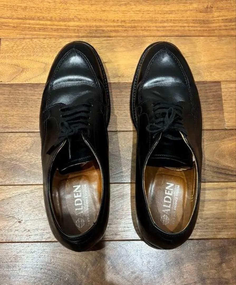 美品 Alden ブラック カーフ Uチップ 7 1/2
