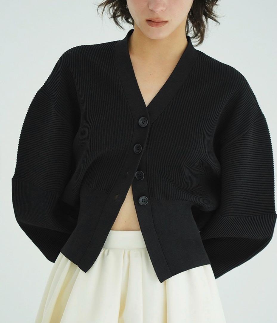 CLANE CURVED SLEEVE KNIT CARDIGANブラック2新品