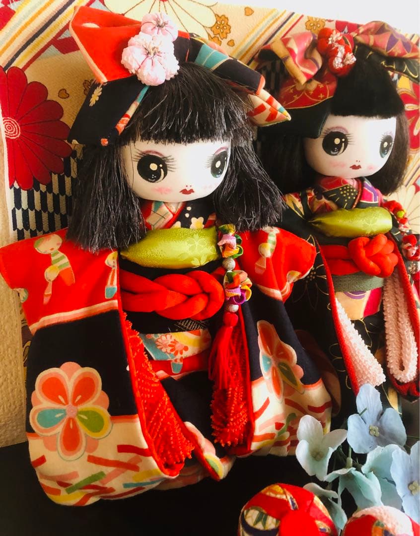 ＊高 様ご確認用＊市松風文化人形＊布人形•お着物doll28cm2体＊