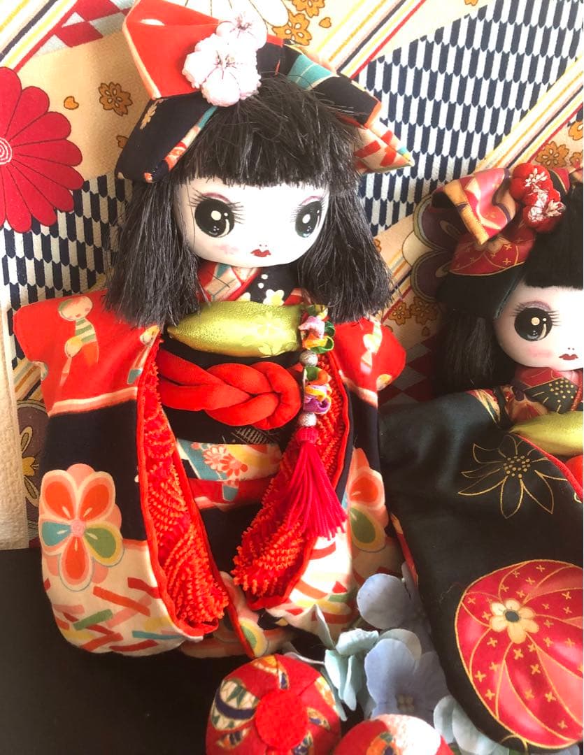 ＊高 様ご確認用＊市松風文化人形＊布人形•お着物doll28cm2体＊