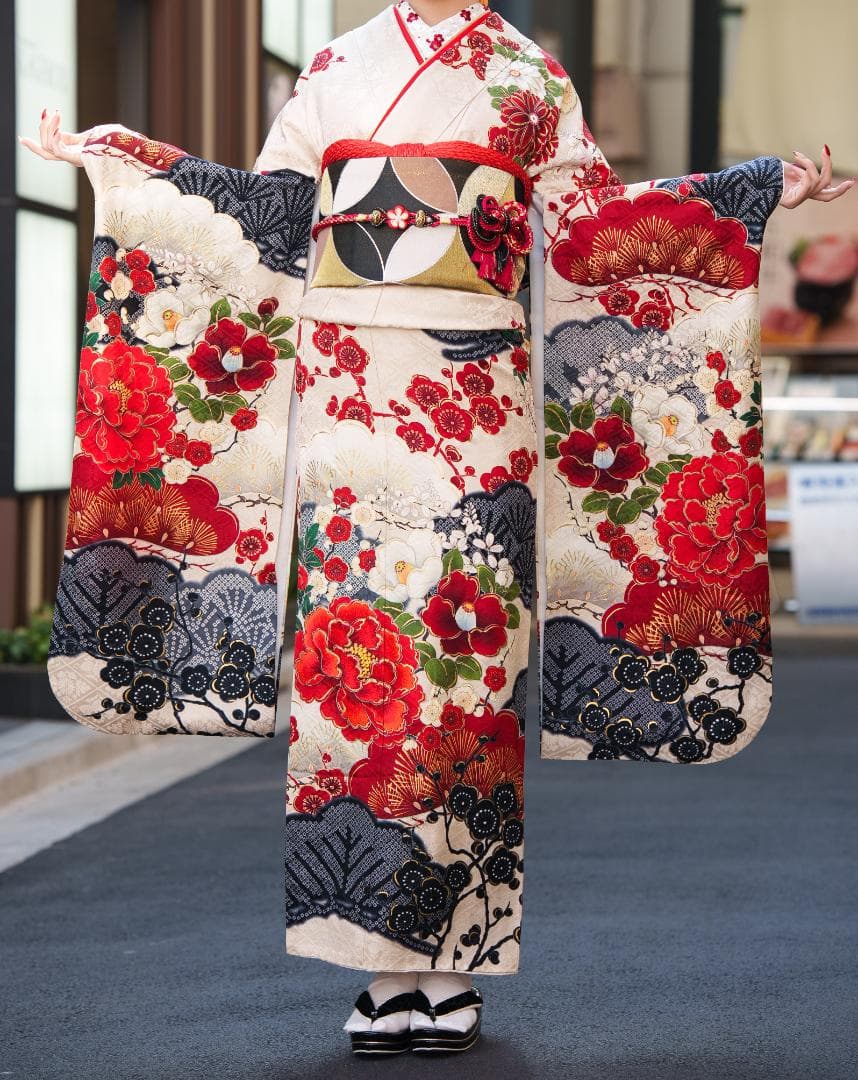 ピコ様 振袖、半衿長襦袢、帯【884】【150cm~160cmの方用】