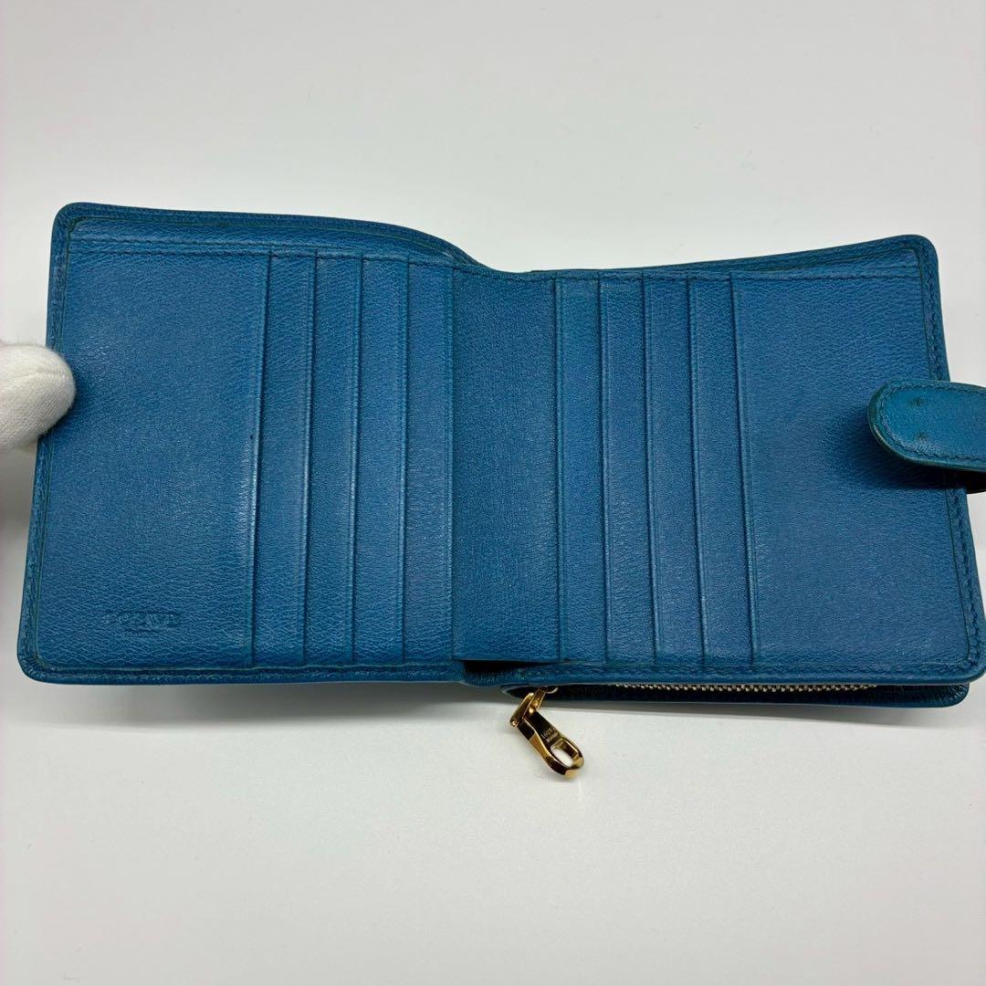 LOEWE ロエベ　アナグラム　コンパクトウォレット　ラウンドジップ　ブルー