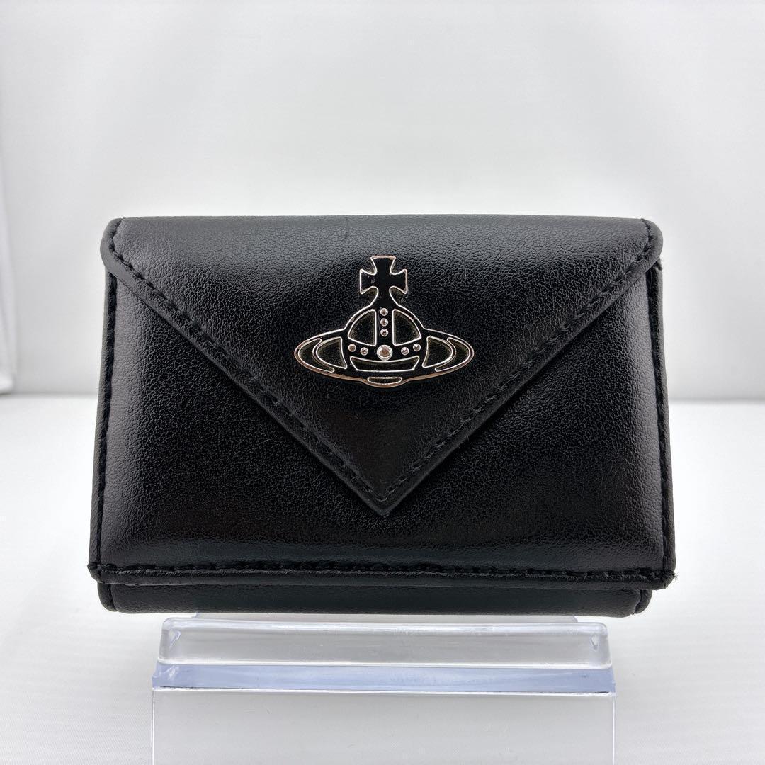 Vivienne Westwood 三つ折り財布　ブラック　レザー　オーブ　黒