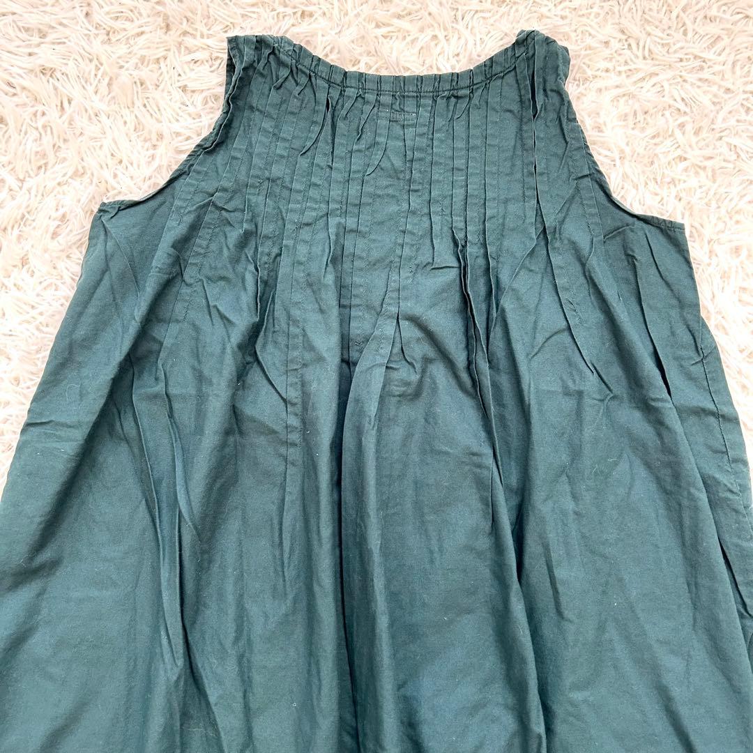 キャピタル ピンタック ワンピース ノースリーブ XS コットン グリーン