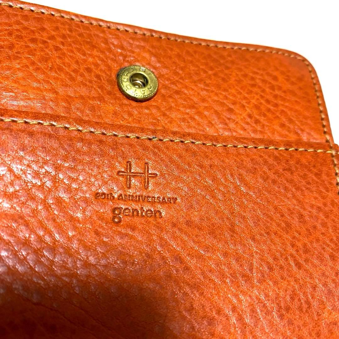 【レア】genten ゲンテン 20周年 あんず カットワーク 二つ折り財布 革