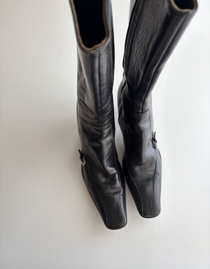 専用 PRADA Suquare Toe Leather Boots IT37