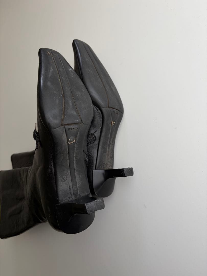 専用 PRADA Suquare Toe Leather Boots IT37