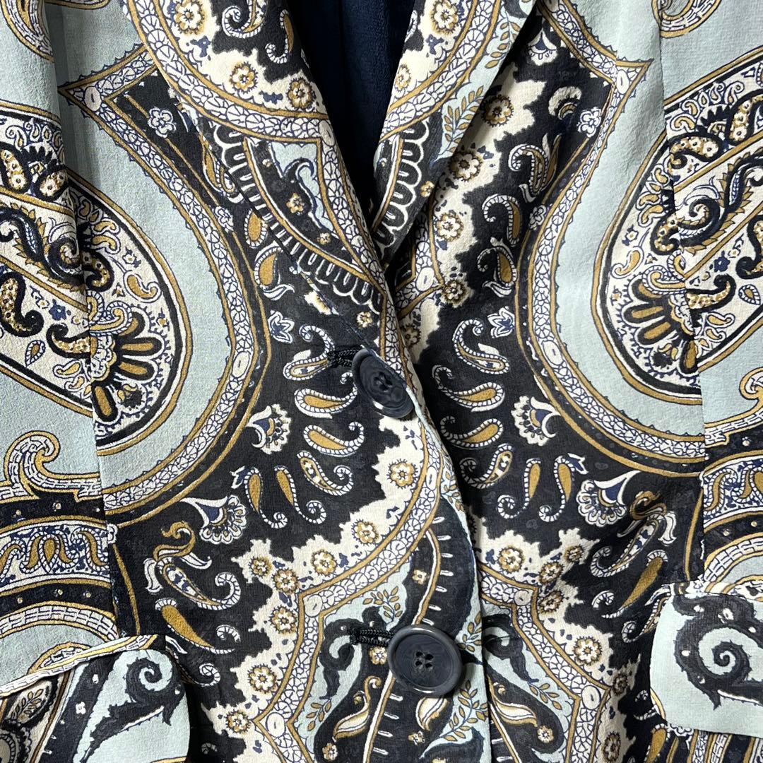 ETRO エトロ シルク100％ペイズリー柄テーラードジャケット44（XL)